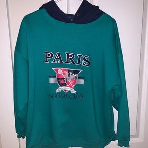 Teal + dark blue PSC hoodie size: M. (FITS LIKE S)